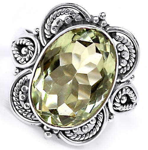 ***WOAW!!!*** GORGEOUS GREEN AMETHYST (PRASIOLITE) IN SOLID STERLING SILVER RING!!!