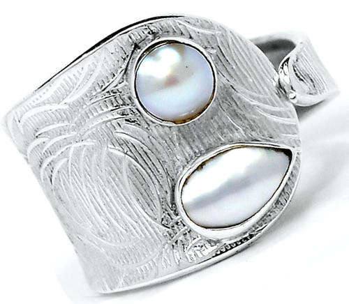 ***UNUSUAL DESIGN!!!*** HIGH LUSTRE MABE PEARLS IN SOLID STERLING SILVER RING!!!
