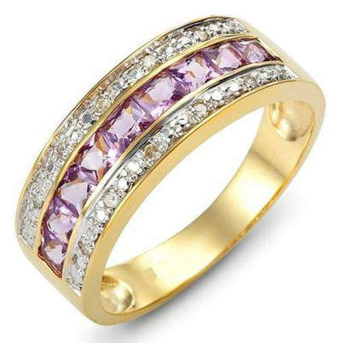 *** SIZE 7 ***STUNNING AMETHYST YELLOW GOLD RING!!!