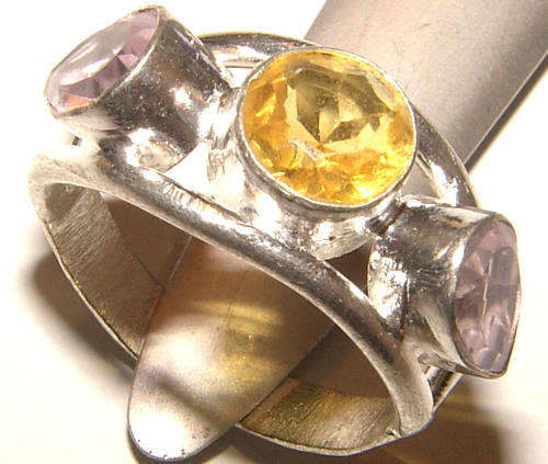 EXTRAORDINARY ITEM! - NATURAL GEMSTONES IN SOLID STERLING SILVER RING!!