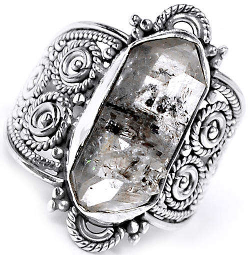 ***WOAW!!!*** GORGEOUS NATURAL HERKIMER DIAMOND IN SOLID STERLING SILVER RING!!!