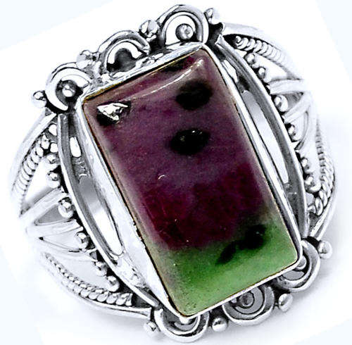 ***WOAW!!!***STUNNING NATURAL RUBY ZOISITE IN SOLID STERLING SILVER RING!!!