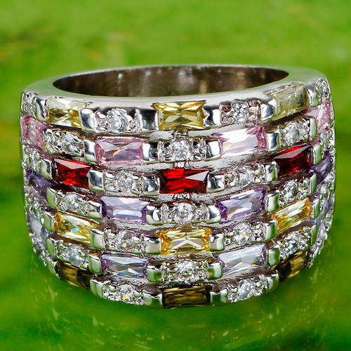 ***WOAW!!!***STUNNING TOURMALINE AND TOPAZ STERLING SILVER RING!!!