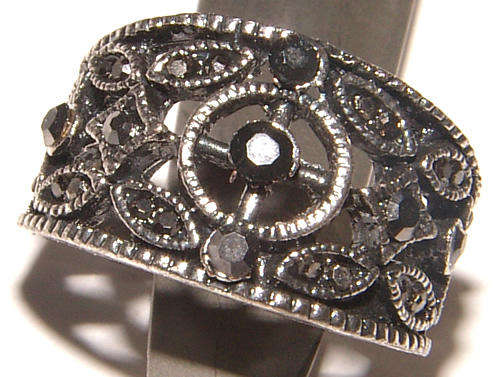 L@@K!!!!  - TIBETAN SILVER DRESS RING WITH MARCASITE STONES - NEW!