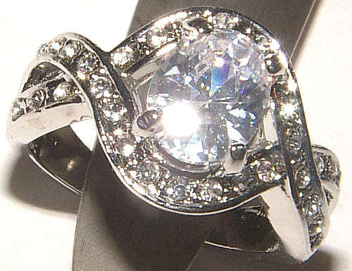 **SIZE O**BEAUTIFUL CZ AND RHINESTONE ENCRUSTED DRESS RING!