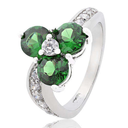 ***SWEET!!!*** GORGEOUS EMERALD CUBIC ZIRCONIA IN WHITE GP COCKTAIL RING!!!