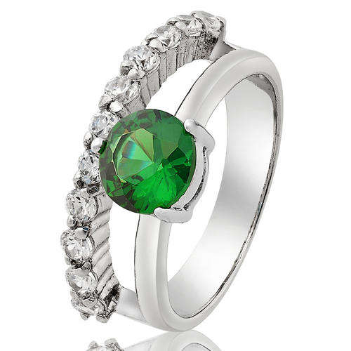 ***SWEET!!!*** GORGEOUS EMERALD CUBIC ZIRCONIA IN WHITE GP COCKTAIL RING!!!