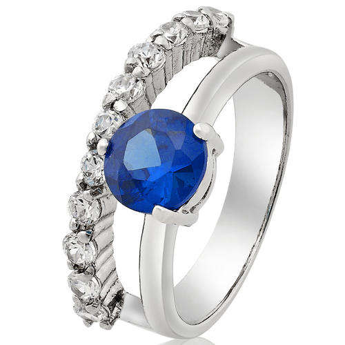 ***SWEET!!!*** GORGEOUS SAPPHIRE CUBIC ZIRCONIA IN WHITE GP COCKTAIL RING!!!