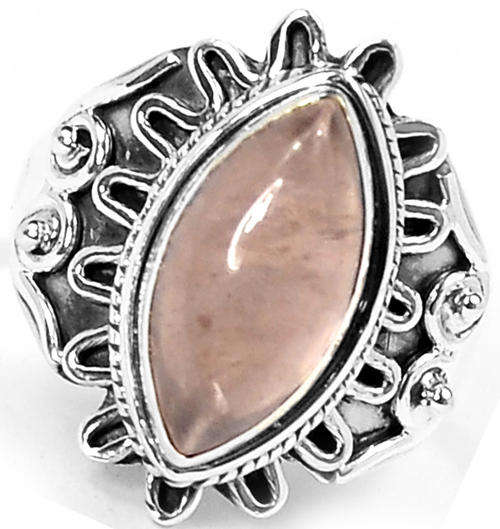 ***WOAW!!!*** GORGEOUS NATURAL ROSE QUARTZ IN SOLID STERLING SILVER RING!!!