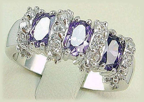 ***SIZE 8***STUNNING AMETHYST WHITE GOLD DRESS RING!!!