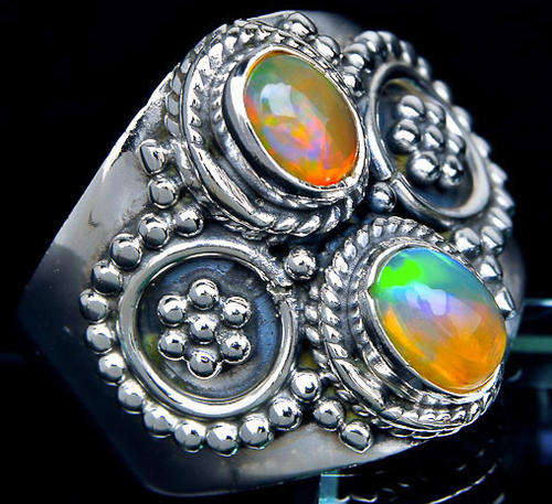 ***REDUCED!!!*** RARE ETHIOPIAN OPALS IN SOLID STERLING SILVER RING!!!