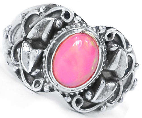 ***REDUCED!!!***STUNNING NATURAL PINK OPAL IN SOLID STERLING SILVER RING!!!