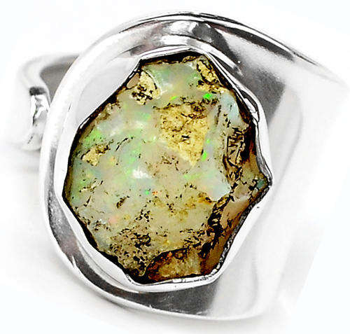 ***RARE!!!*** NATURAL ETHIOPIAN OPAL ROUGH IN SOLID STERLING SILVER RING!!!