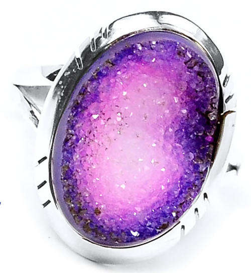 ***GORGEOUS!!!***STUNNING DRUZY AGATE IN SOLID STERLING SILVER RING!!!