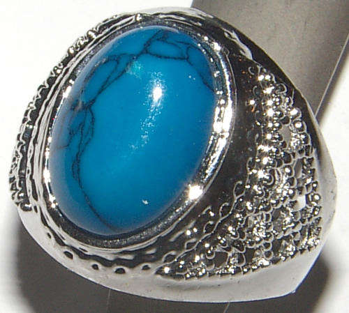 *** SIZE 8.5 *** UNISEX TIBETAN SILVER TURQUOISE RING - NEW!