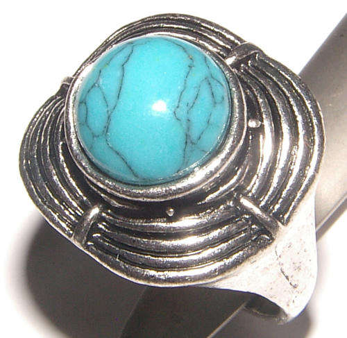 ***SIZE 11.25!!*** NATURAL GEMSTONE TIBETAN SILVER BLING RING - NEW!