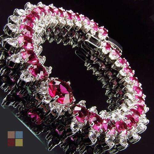 ***BEAUTIFUL ITEM!!***GORGEOUS ORCHID RED RUBY AND TOPAZ TENNIS BRACELET!