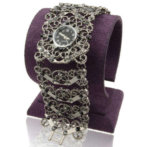 '''PERFECT GIFT!''' SPARKLING RHINESTONE ENCRUSTED VINTAGE STYLE DRESS WATCH!