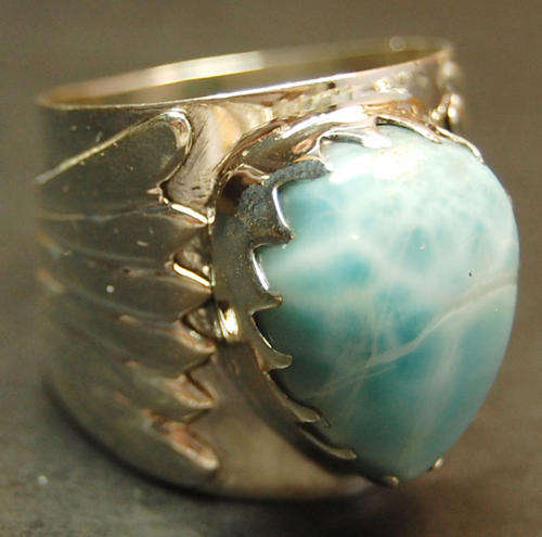 ***WOAW!!!*** GORGEOUS DOMINICAN LARIMAR IN SOLID STERLING SILVER RING!!!