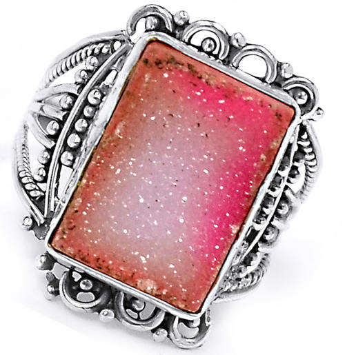***GORGEOUS!!!***STUNNING DRUZY AGATE IN SOLID STERLING SILVER RING!!!