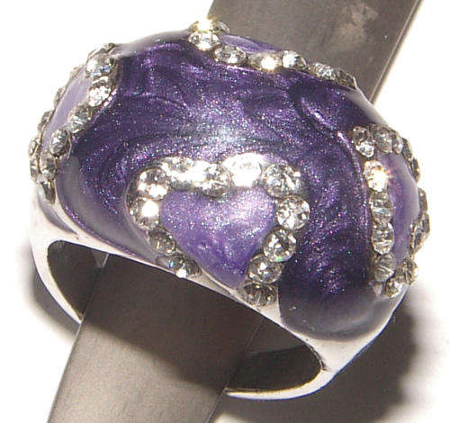 **BEAUTIFUL** DRESS RING WITH RHINESTONES AND ENAMELLING - ***NEW***!