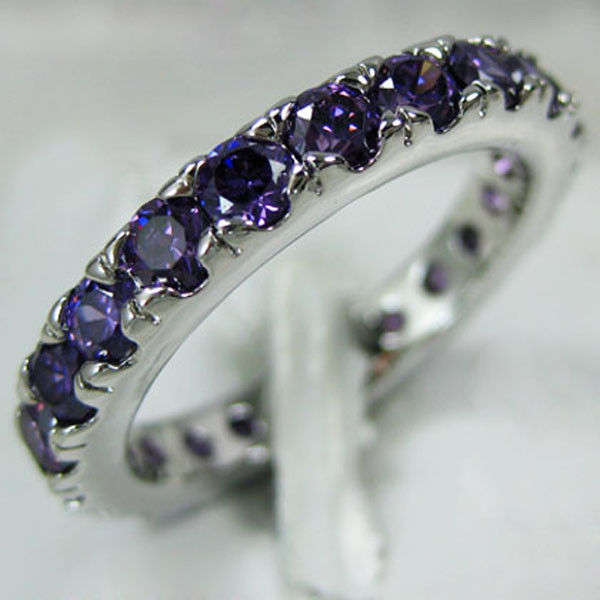 ***SPARKLING!!*** AMETHYST WHITE GOLD ETERNITY RING!