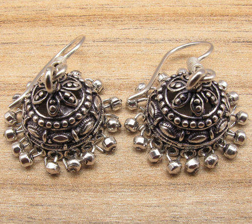 ANOTHER FIRST ON BIDORBUY!! - GORGEOUS INDIAN JHUMKI STERLING SILVER EARRINGS!