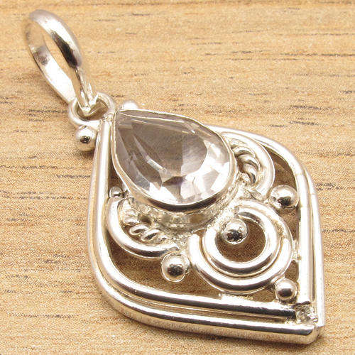 IMPORTED FROM INDIA!! - GORGEOUS CRYSTAL QUARTZ STERLING SILVER PENDANT!!