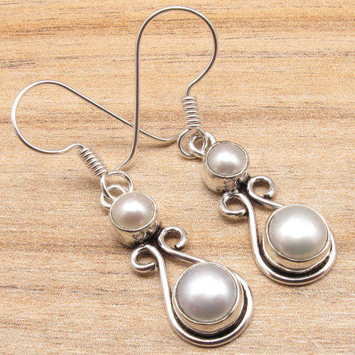 IMPORTED FROM INDIA!! - GORGEOUS MABE PEARLS IN STERLING SILVER EARRINGS!!