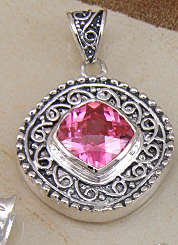 ***GORGEOUS AND NEW!!!***STUNNING PINK TOPAZ IN STERLING SILVER PENDANT!!!