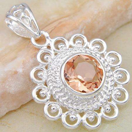 ***GORGEOUS AND NEW!!!***STUNNING MORGANITE IN STERLING SILVER PENDANT!!!