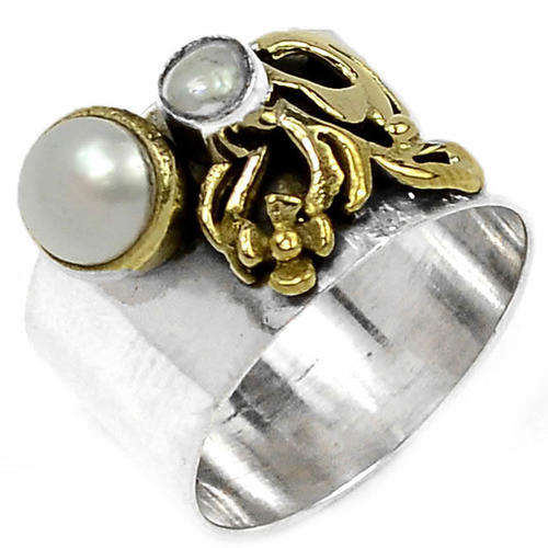 ***WOAW!!!*** GORGEOUS MABE PEARLS IN SOLID STERLING SILVER RING!!!