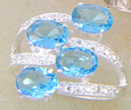 ***GORGEOUS AND NEW!!!***STUNNING BLUE TOPAZ CZ STERLING SILVER RING!!!