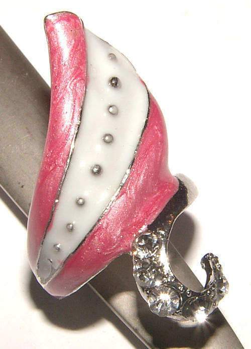 1/2 PRICE MARK DOWN! BEAUTIFUL  DRESS RING WITH RHINESTONES AND ENAMELLING - ***NEW***!
