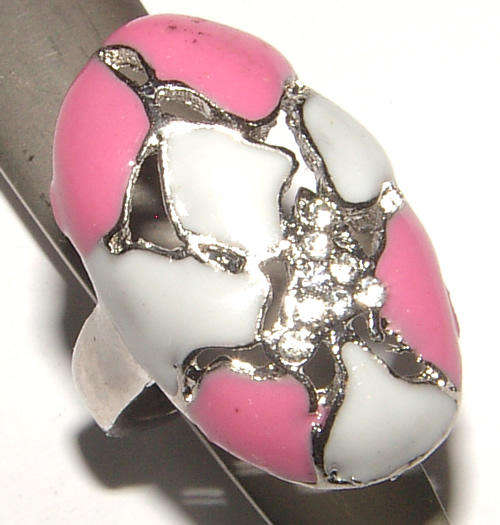 BEAUTIFUL  DRESS RING WITH RHINESTONES AND ENAMELLING - ***NEW***!