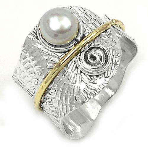 ***UNUSUAL DESIGN!!!*** HIGH LUSTRE MABE PEARL IN SOLID STERLING SILVER RING!!!