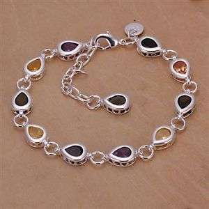 ***STUNNING*** MULTICOLOUR CZ IN STERLING SILVER BRACELET!!