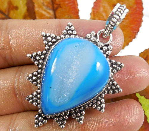 IMPORTED FROM INDIA!! - GORGEOUS DRUZY AGATE STERLING SILVER PENDANT!!