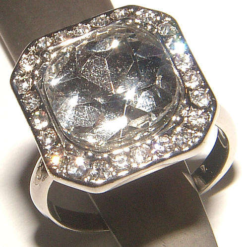 GORGEOUS LUCITE AND RHINESTONE DRESS RING - ***NEW!***