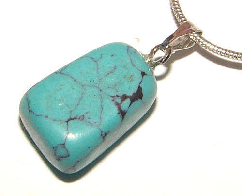 STUNNING NATURAL TURQUOISE  DRUM STONE PENDANT!!