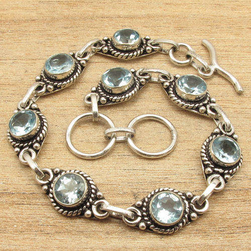 ***IMPORTED FROM INDIA*** NATURALTOPAZ STERLING SILVER TOGGLE BRACELET!!