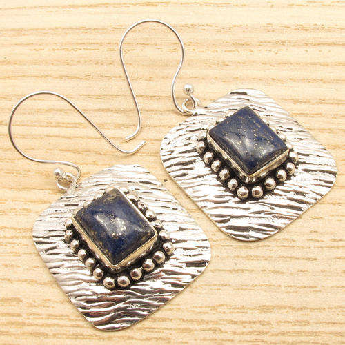IMPORTED FROM INDIA!! - GORGEOUS LAPIS LAZULI STERLING SILVER EARRINGS!!
