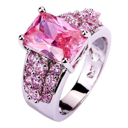 ***WOAW!!!***STUNNING PINK TOPAZES IN STERLING SILVER RING!!!