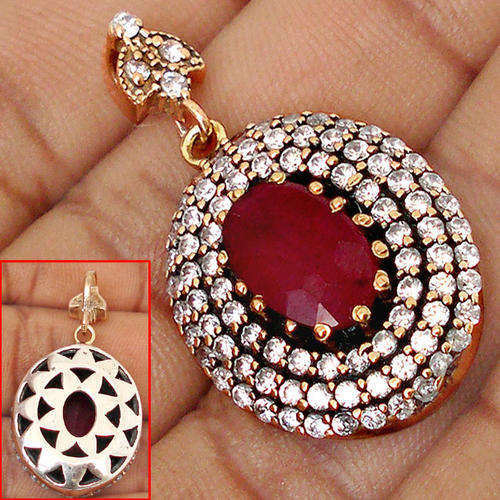 ***EXQUISITE TURKISH STYLE RANGE!!*** NATURAL RUBIES IN SOLID STERLING SILVER PENDANT!!