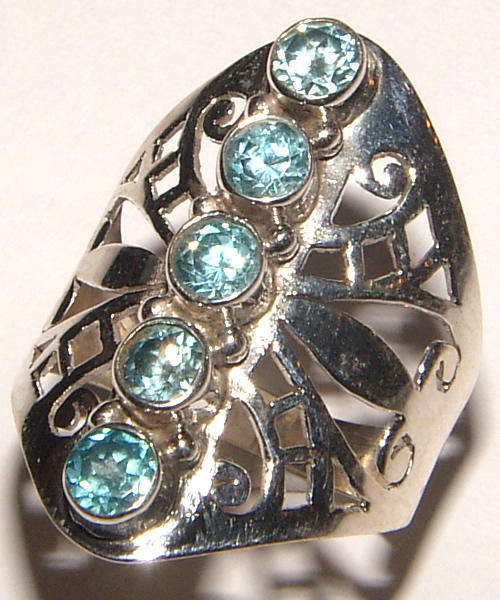 ***WOAW!!!*** GORGEOUS NATURAL TOPAZES IN SOLID STERLING SILVER RING!!!