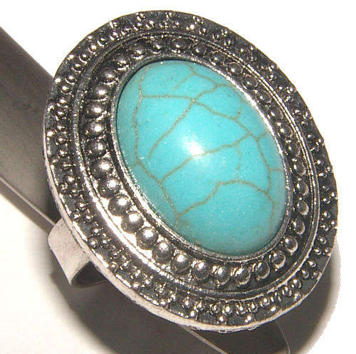 **NEW** -  NATURAL TURQUOISE VINTAGE STYLE ADJUSTABLE DRESS RING!