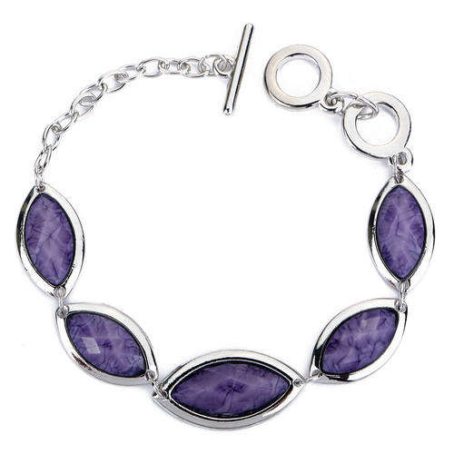PRETTY PURPLE TURQUOISE INLAY SILVER TOGGLE BRACELET!!