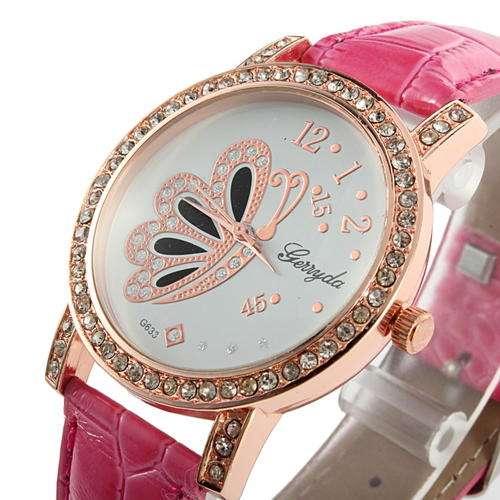 FASHION COLLECTION -  GORGEOUS BUTTERFLY WATCH WITH LEATHER BAND - NEW!