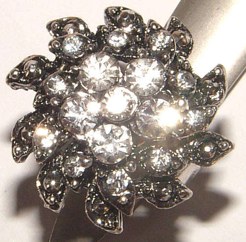 ADJUSTABLE RHINESTONE ENCRUSTED DRESS RING