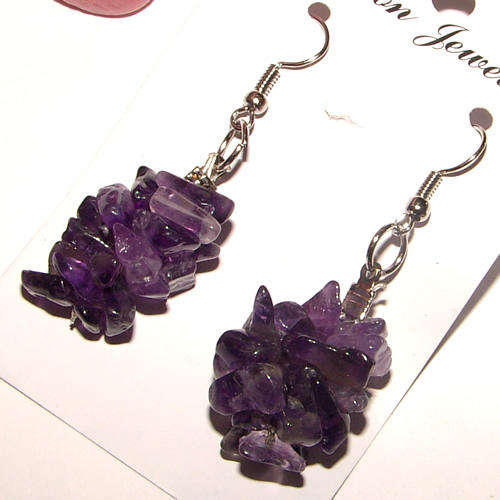 ***CHARM-ING!! ELEGANT NATURAL GEMSTONE CLUSTER DANGLING EARRINGS!!